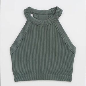 Aerie Superchill Seamless High Neck Bra Top (Royal Palm)